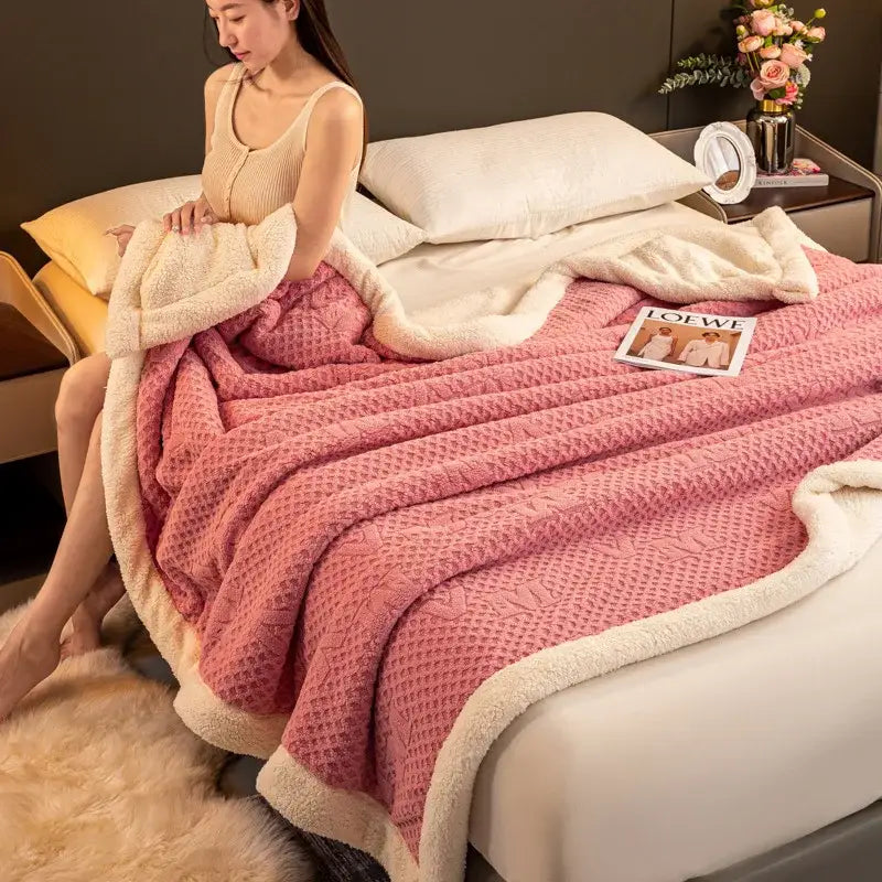Green Velvet Autumn Blanket
