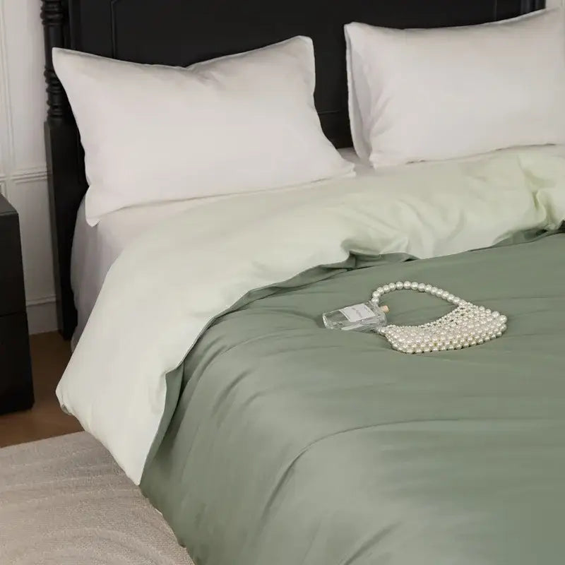Sage Satin Queen Duvet