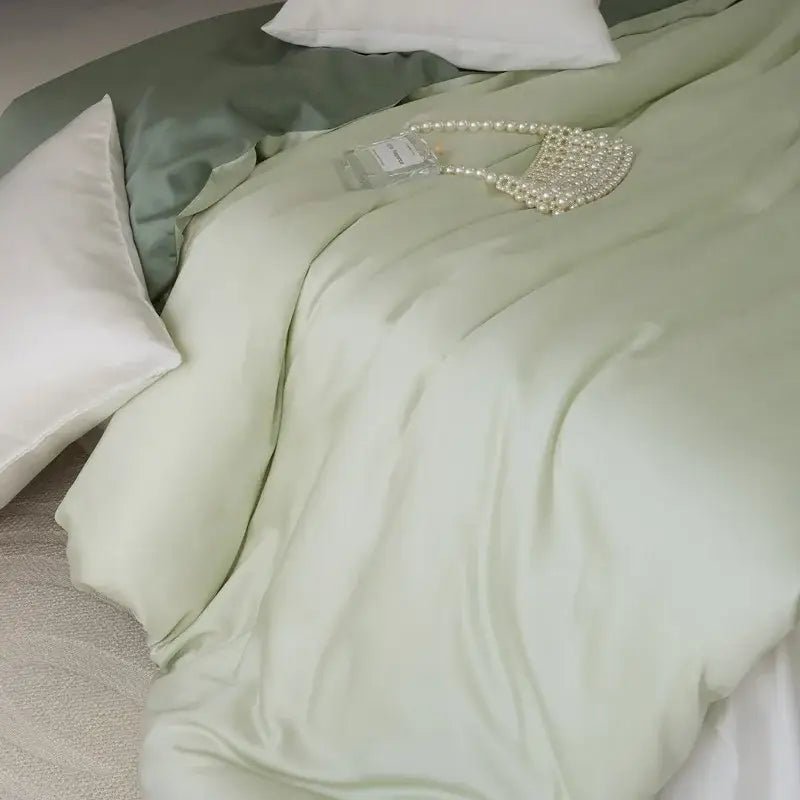 Sage Satin Queen Duvet
