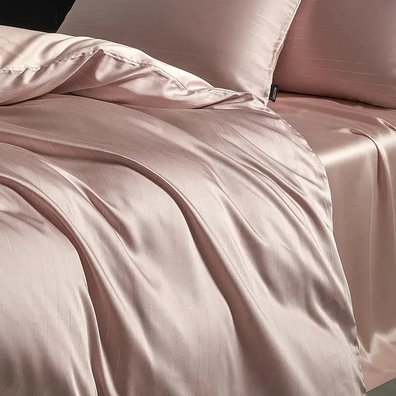 Gray Silver Pinstripe Duvet Set