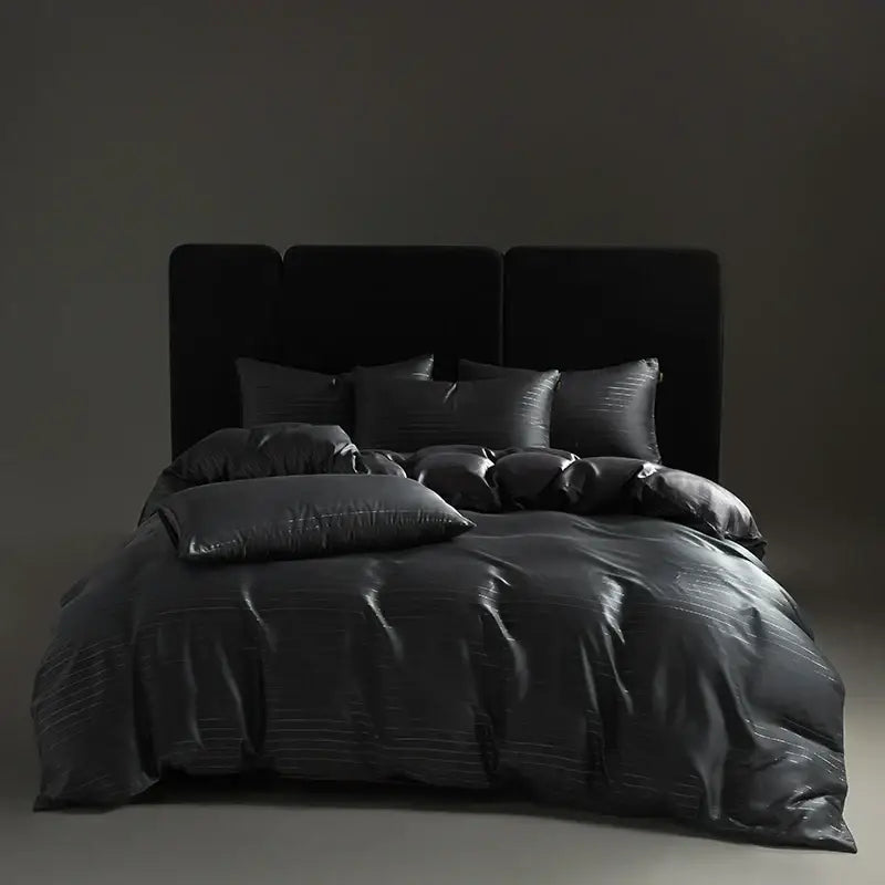 Gray Silver Pinstripe Duvet Set