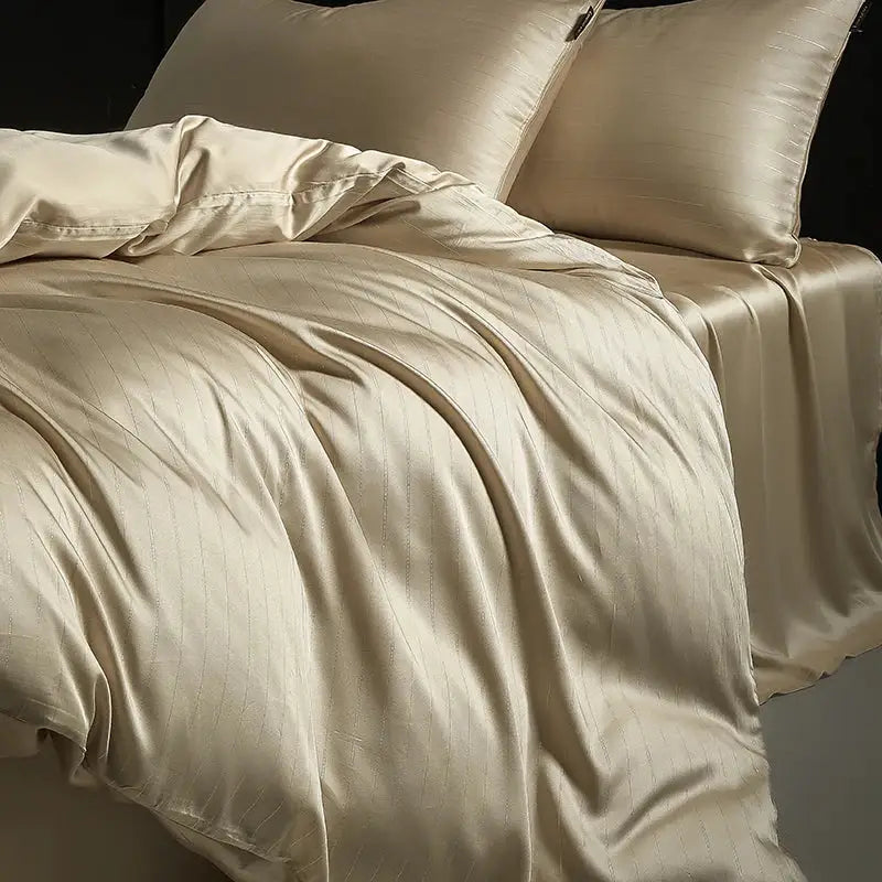 Gray Silver Pinstripe Duvet Set
