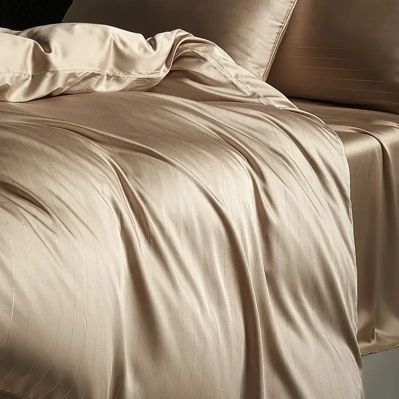 Gray Silver Pinstripe Duvet Set