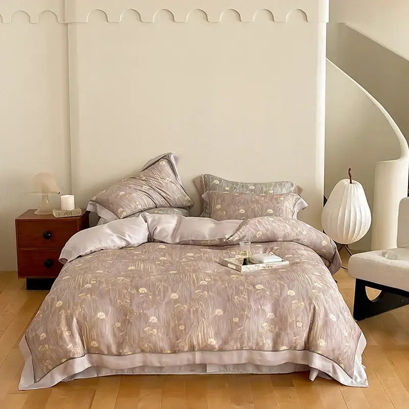 Blue Pink Cotton Bedding Set