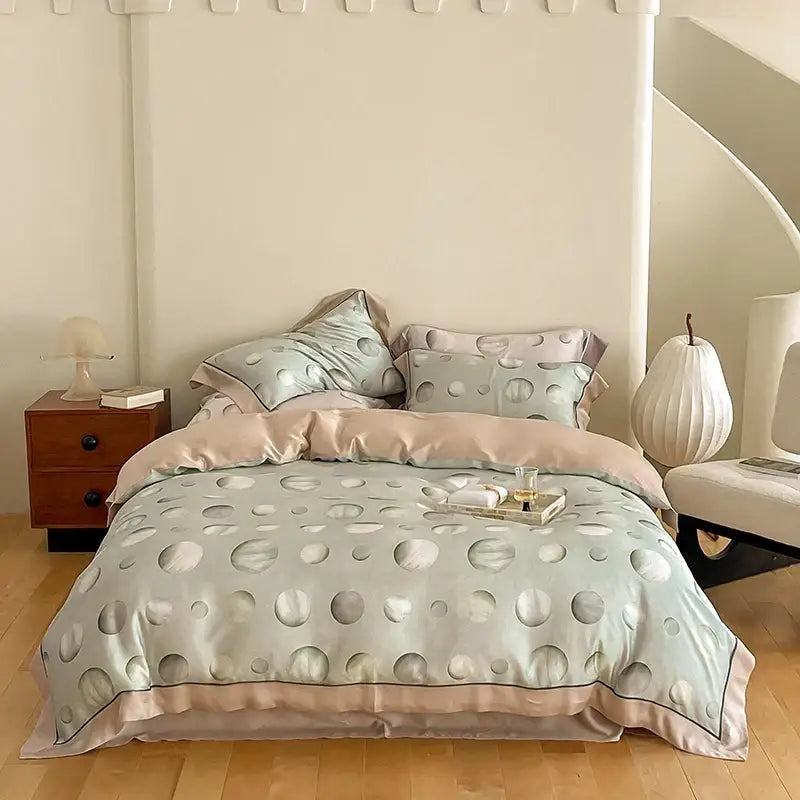 Blue Pink Cotton Bedding Set