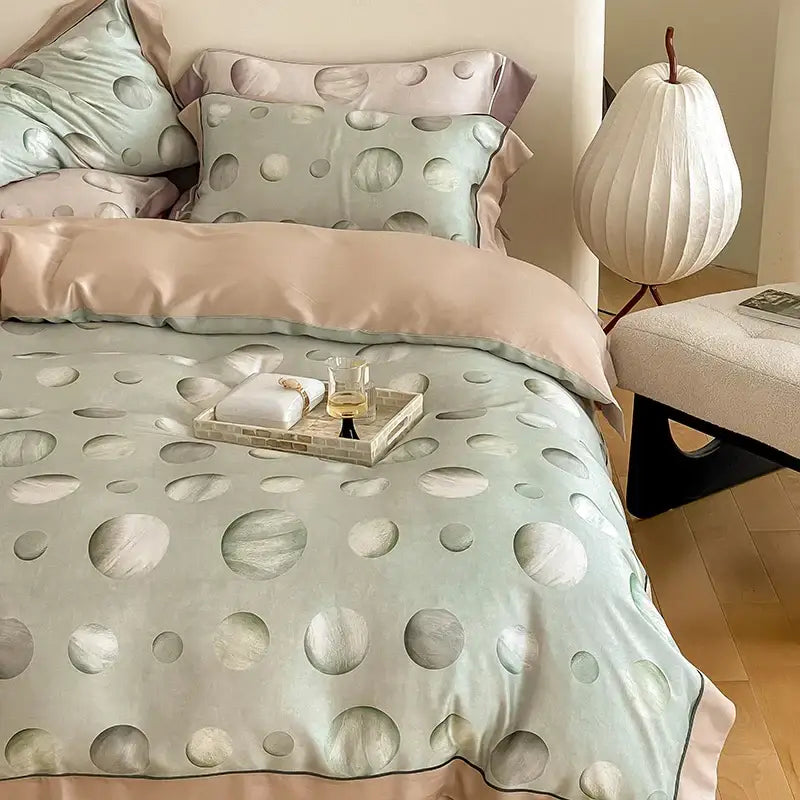 Blue Pink Cotton Bedding Set
