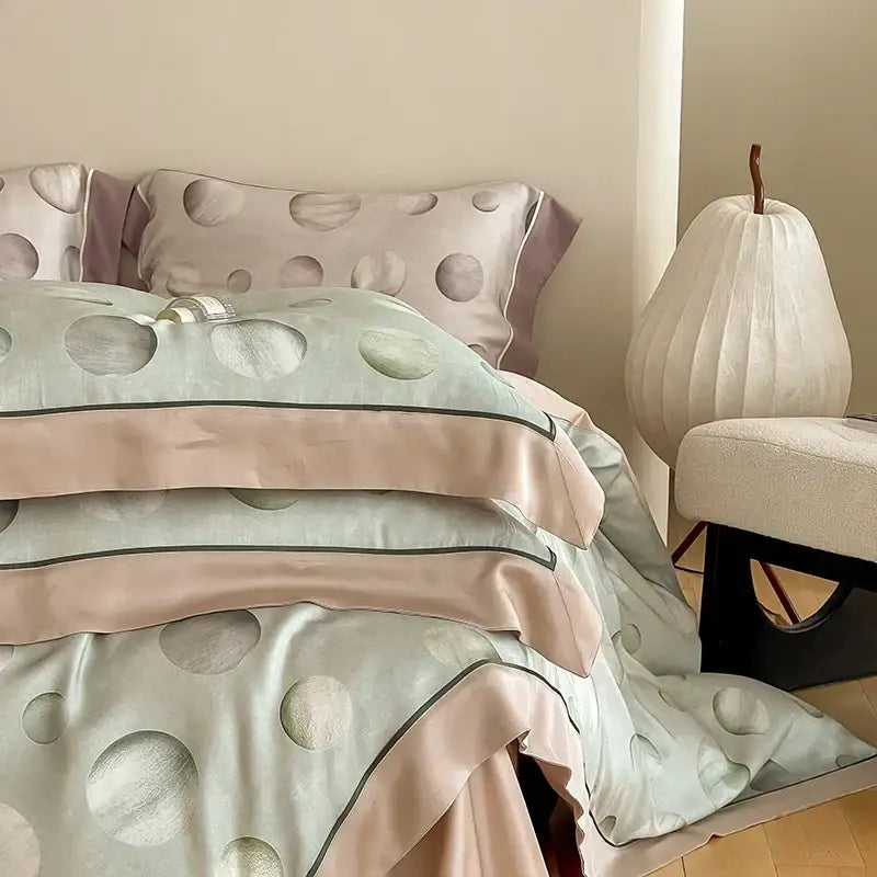 Blue Pink Cotton Bedding Set