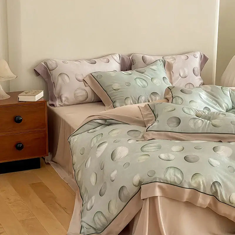 Blue Pink Cotton Bedding Set
