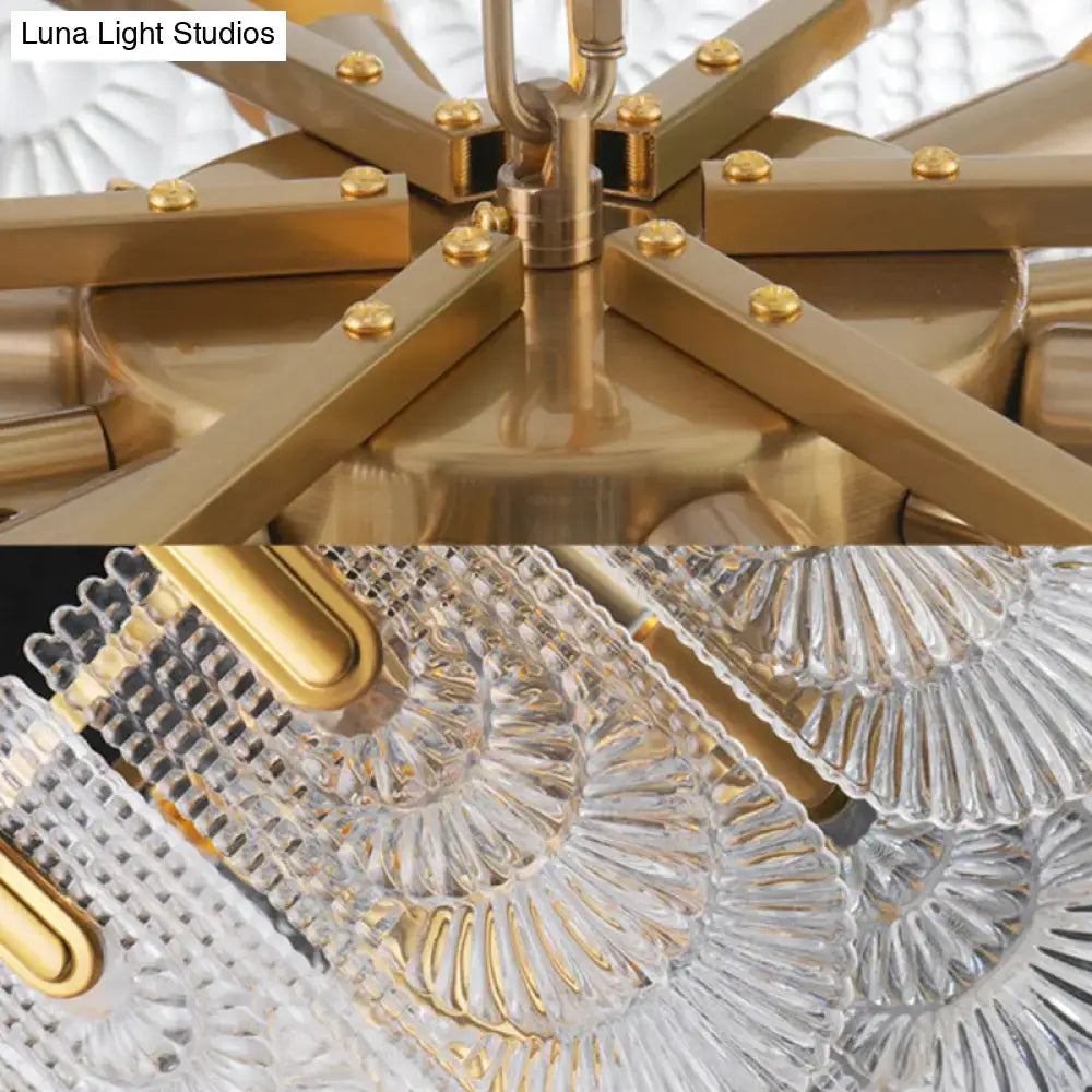 Textured Glass Brass Chandelier