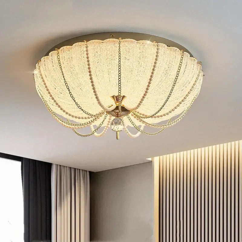 Gold Crystal Remote Dimming Bedroom Ceiling Light