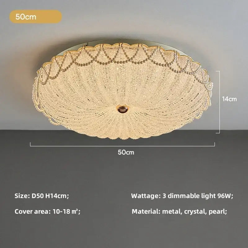 Gold Crystal Remote Dimming Bedroom Ceiling Light