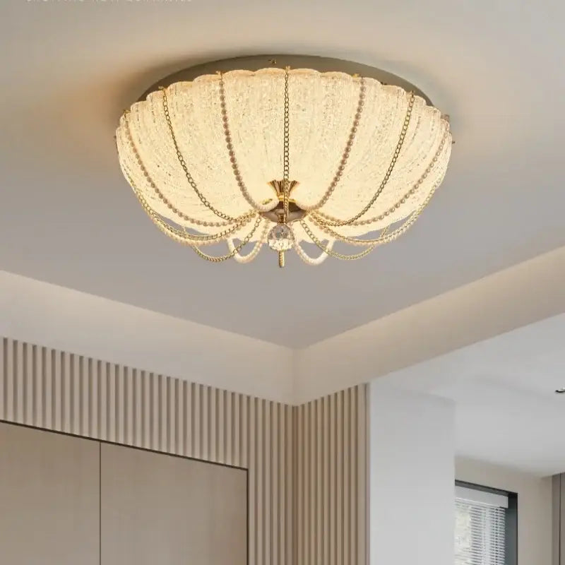 Gold Crystal Remote Dimming Bedroom Ceiling Light