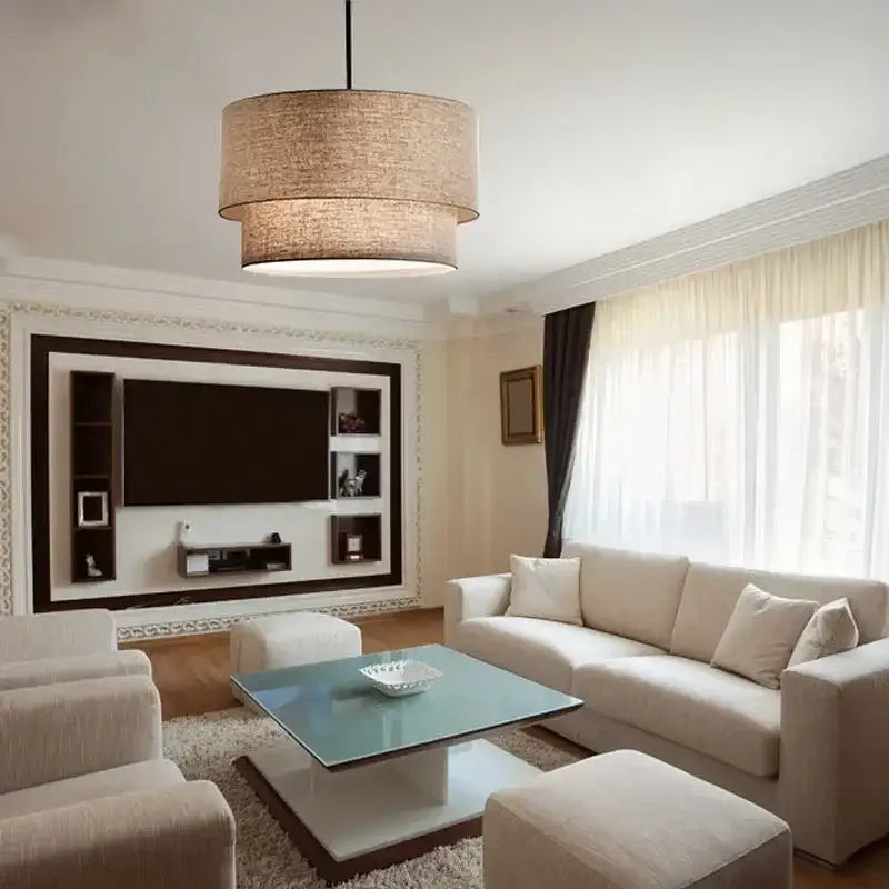 Beige Linen Pendant Light