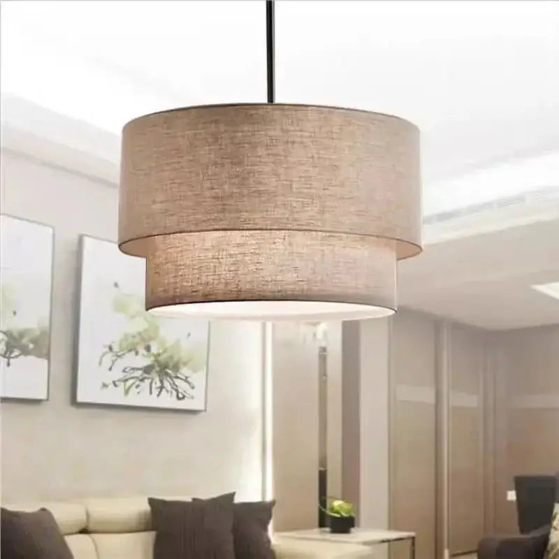 Beige Linen Pendant Light