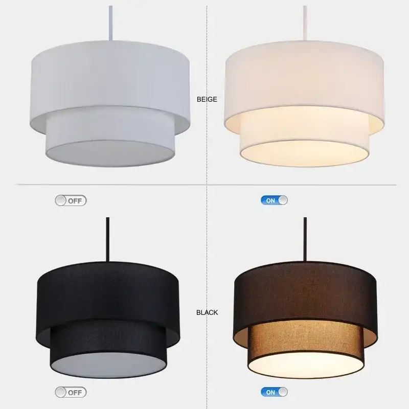 Beige Linen Pendant Light