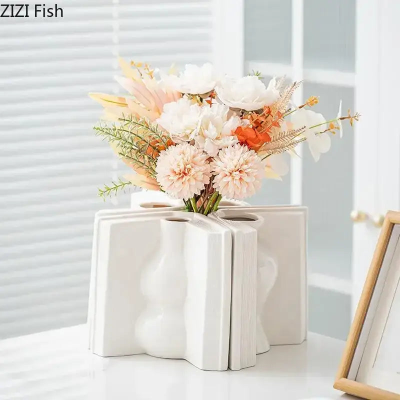 White Ceramic Book Vase