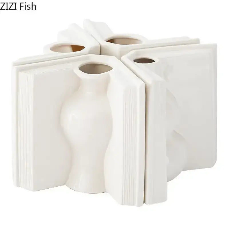 White Ceramic Book Vase