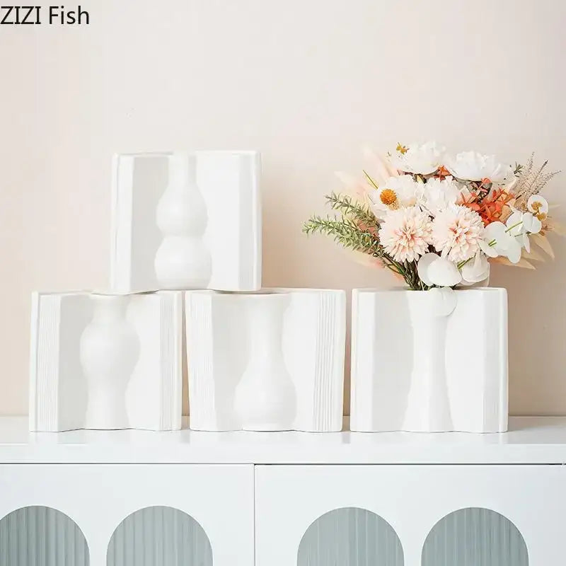 White Ceramic Book Vase