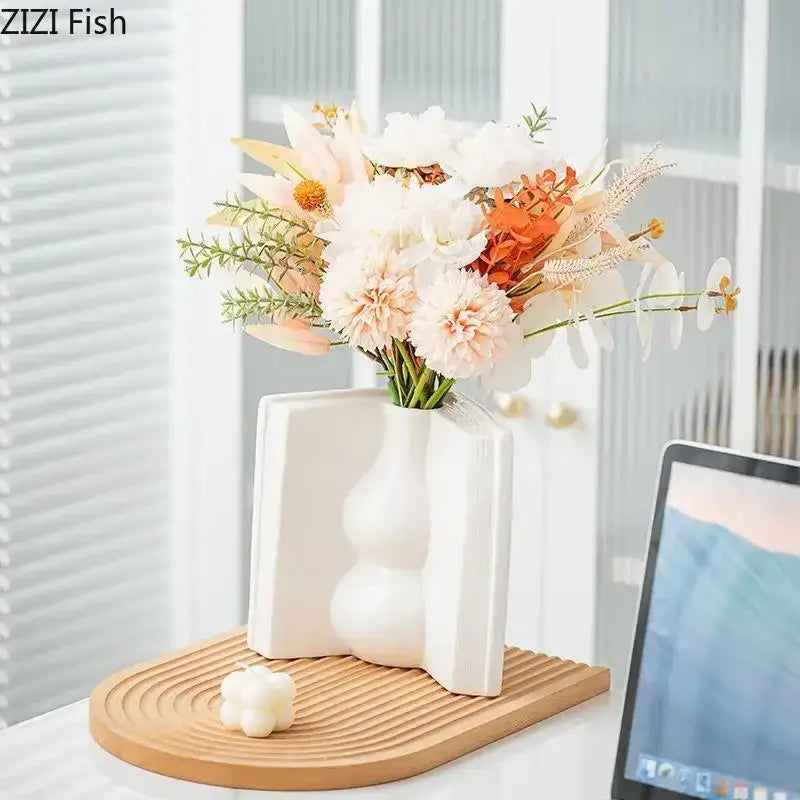 White Ceramic Book Vase