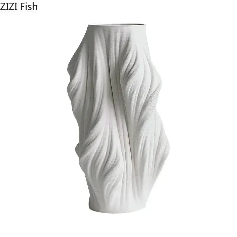 White Ceramic Vase Set with Purple Flowers