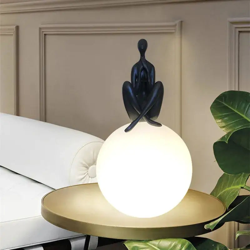 Black Red Glass Table Lamp