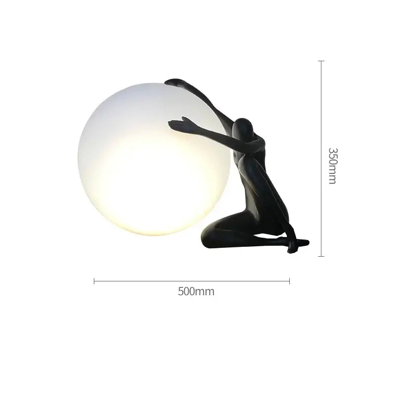 Black Red Glass Table Lamp