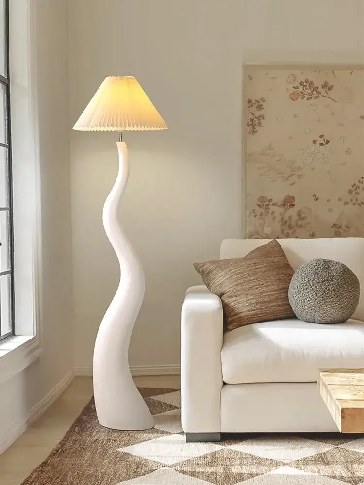 Cream Resin Floor Lamp