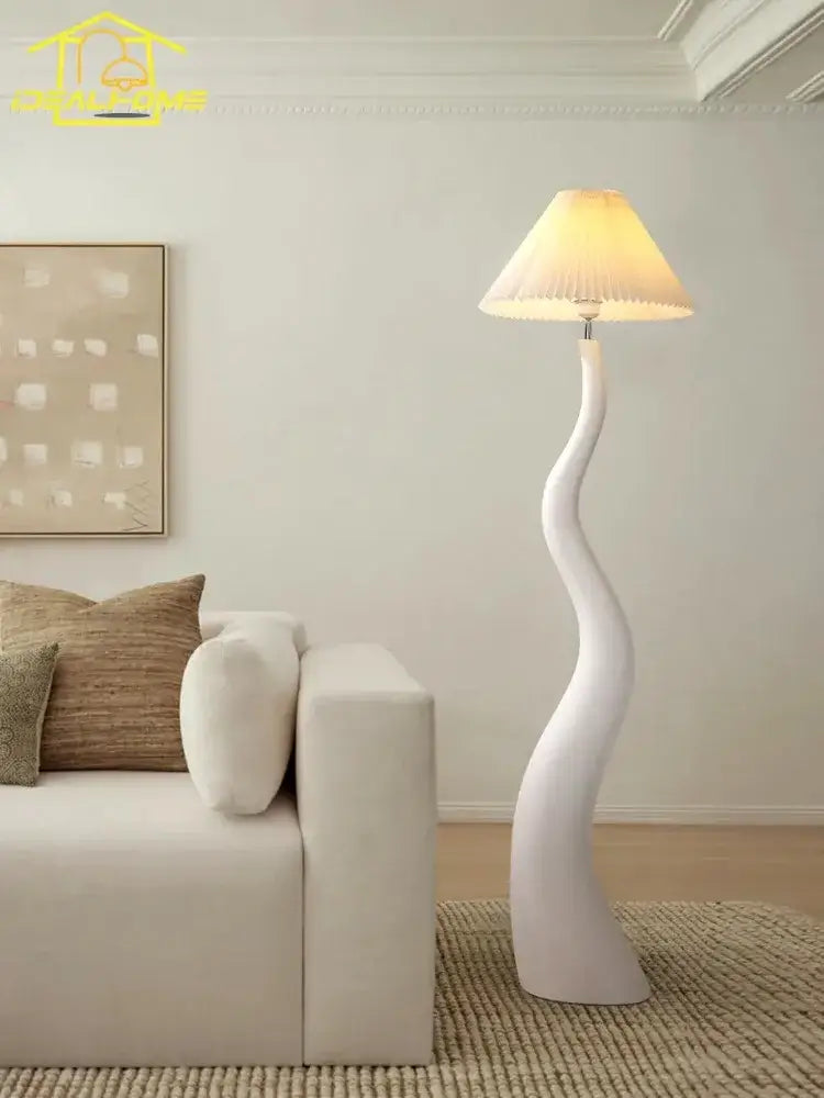 Cream Resin Floor Lamp