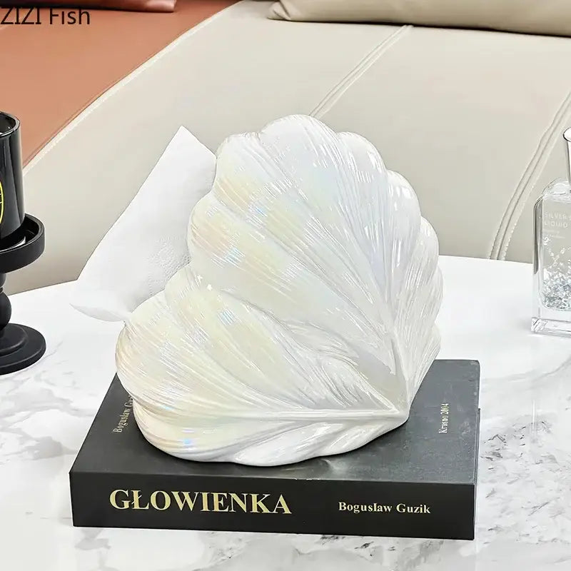 White Silver Ceramic Tissue Box