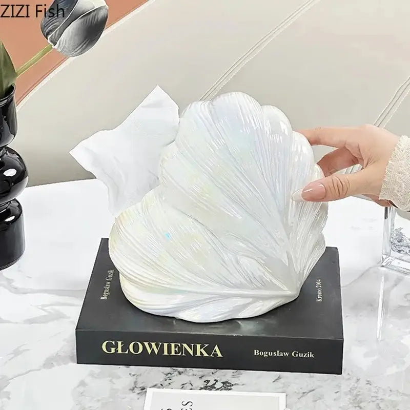 White Silver Ceramic Tissue Box