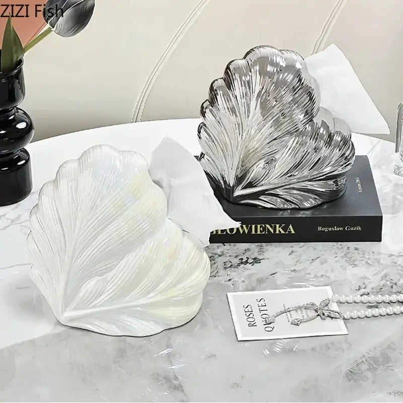 White Silver Ceramic Tissue Box