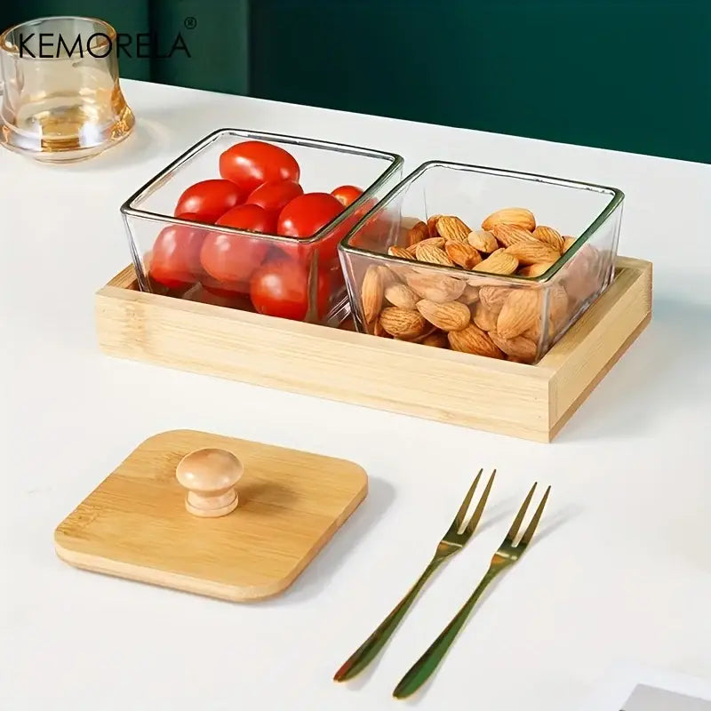 Glass Bamboo Lid Jars