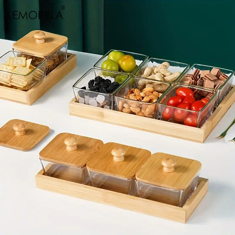 Glass Bamboo Lid Jars