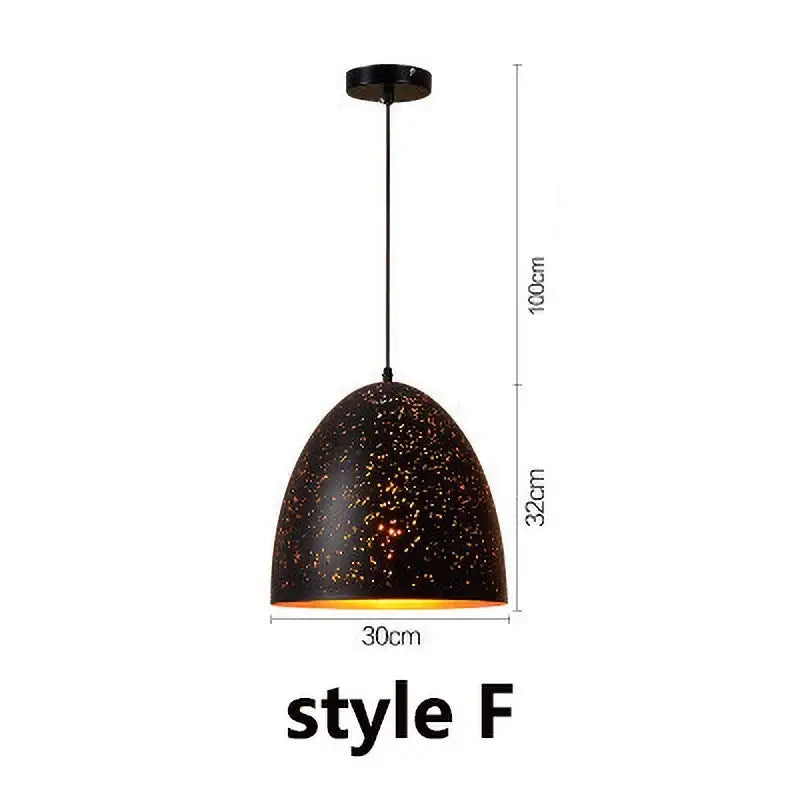 Black Gold Pendant Light Etched Iron Design