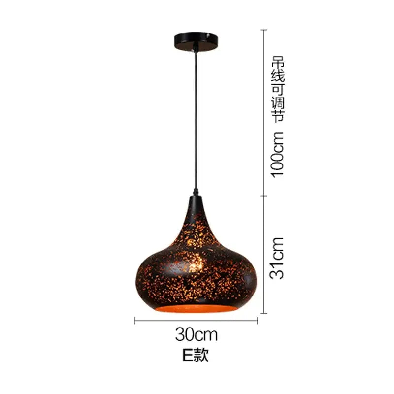 Black Gold Pendant Light Etched Iron Design