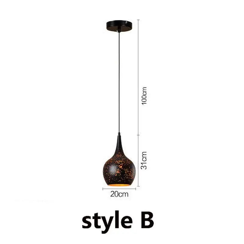 Black Gold Pendant Light Etched Iron Design