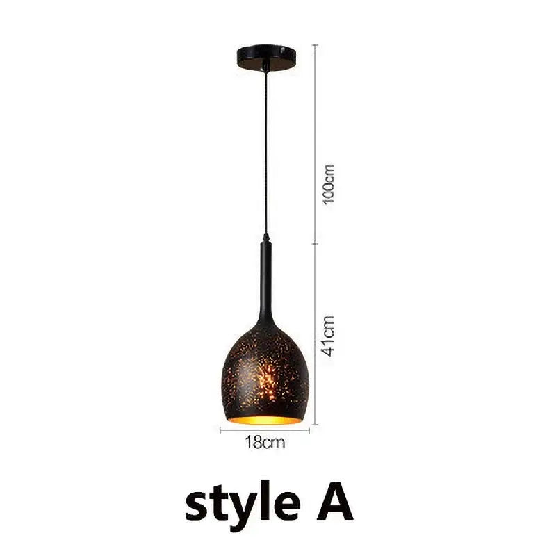 Black Gold Pendant Light Etched Iron Design