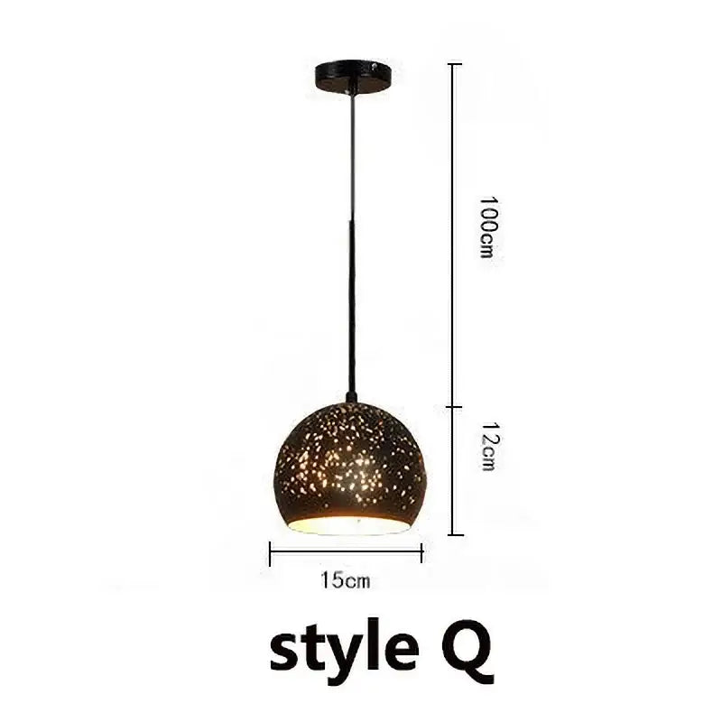 Black Gold Pendant Light Etched Iron Design