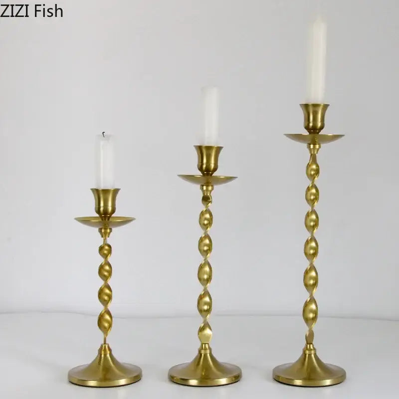 Golden Twisted Candlestick Holders
