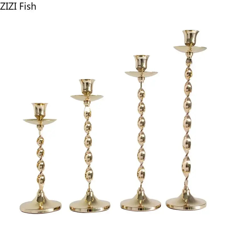 Golden Twisted Candlestick Holders