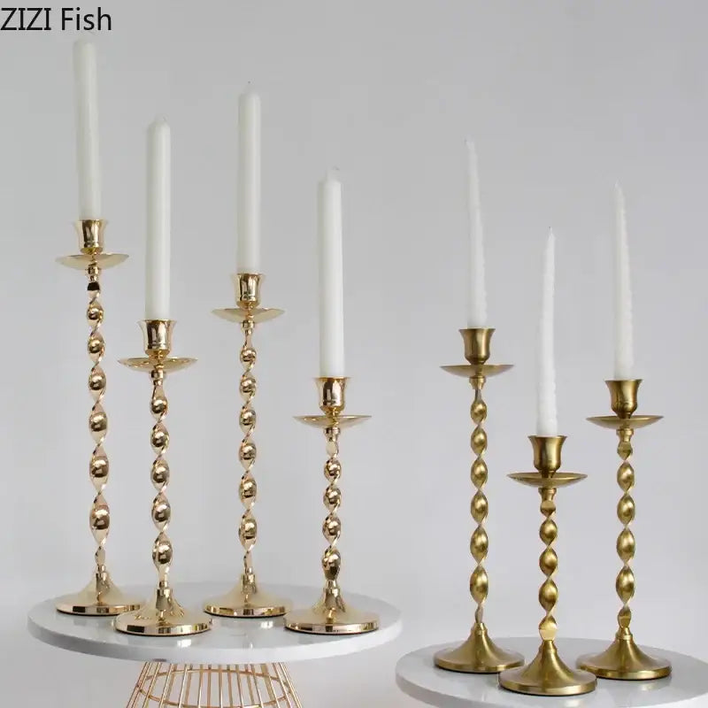 Golden Twisted Candlestick Holders