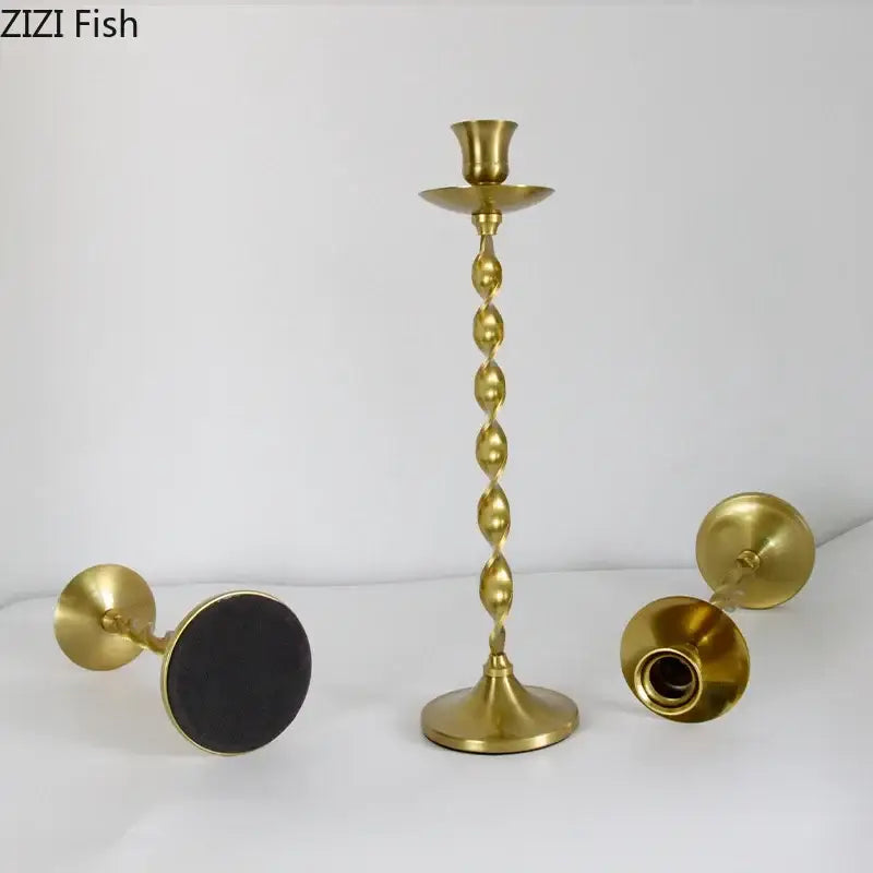 Golden Twisted Candlestick Holders