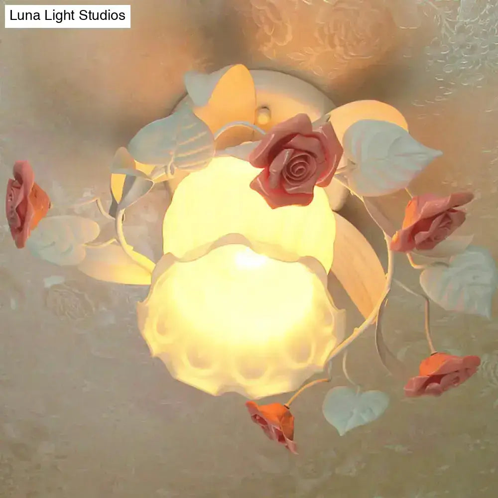 Pink Rose Semi-Flush Light