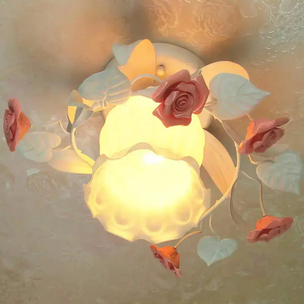 Pink Rose Semi-Flush Light