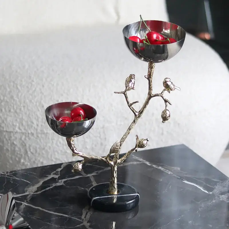Gold Bird Metal Snack Bowl