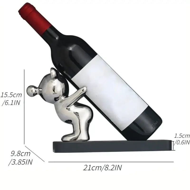 Gold Silver Bear Wine Rack
