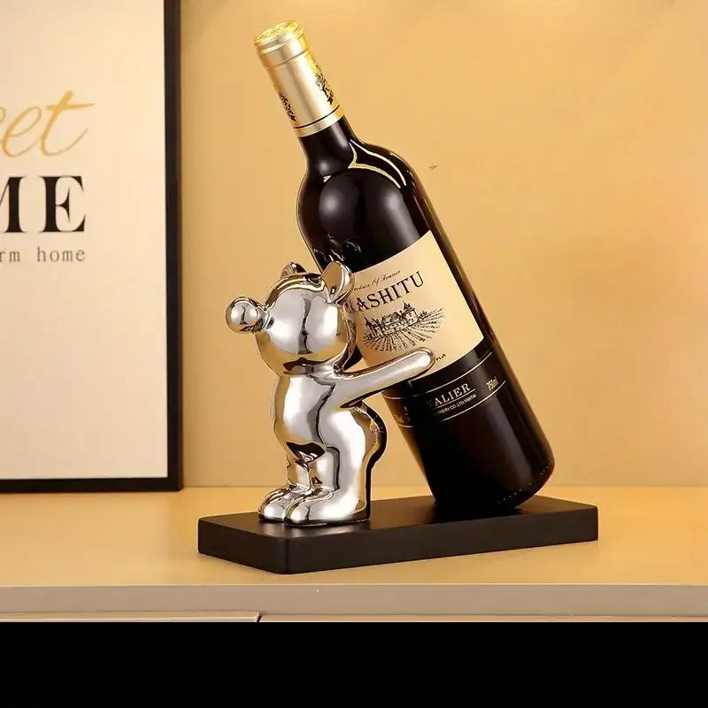 Gold Silver Bear Wine Rack