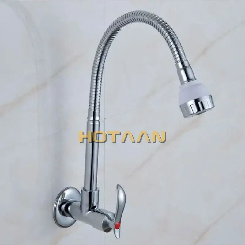 Silver Brass Kitchen Faucet