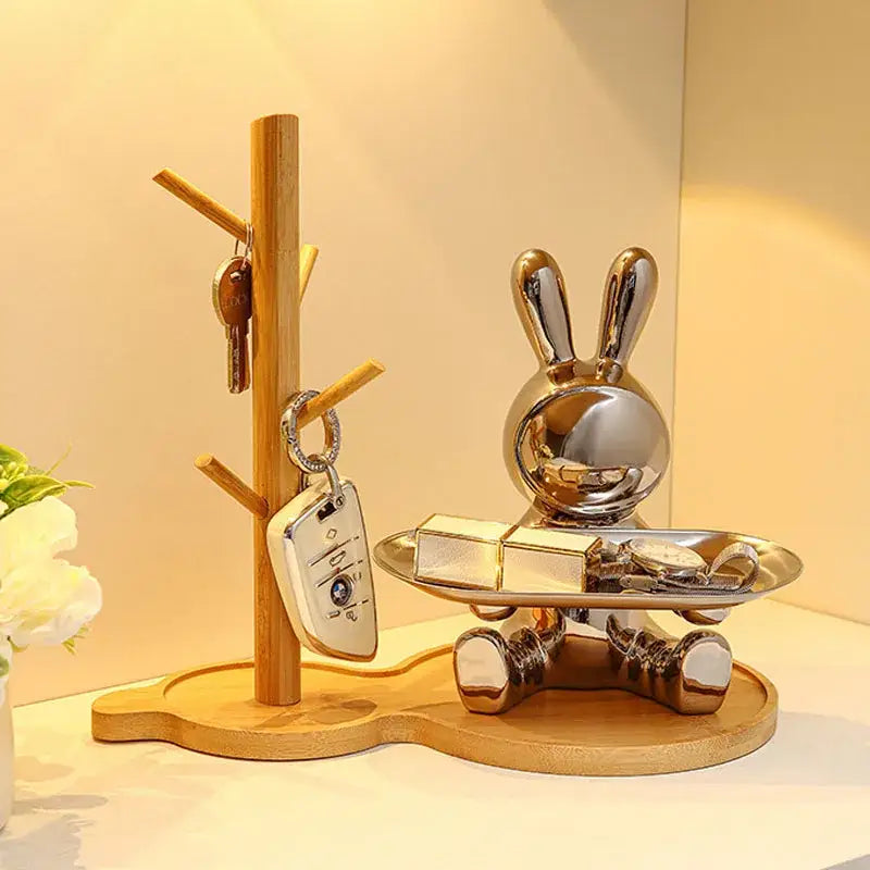 Silver Resin Rabbit Tray
