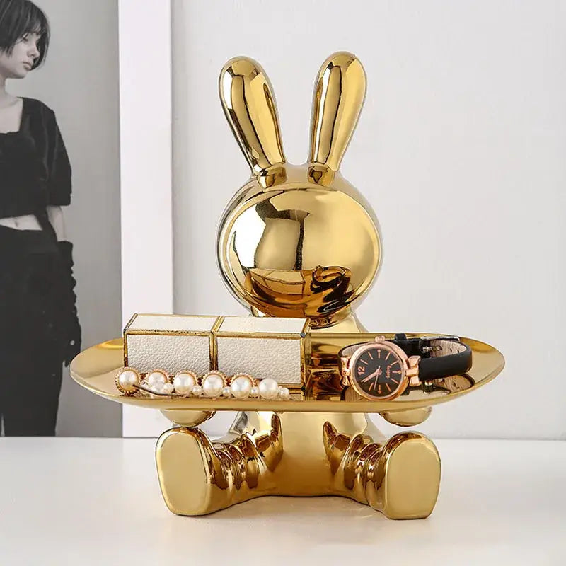 Silver Resin Rabbit Tray